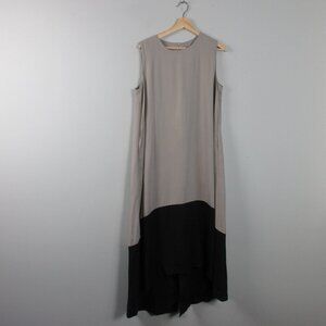 Ronen Chen Guam Dress 10 3 Gray Black Sleeveless Long Maxi Tencel Lagenlook 402
